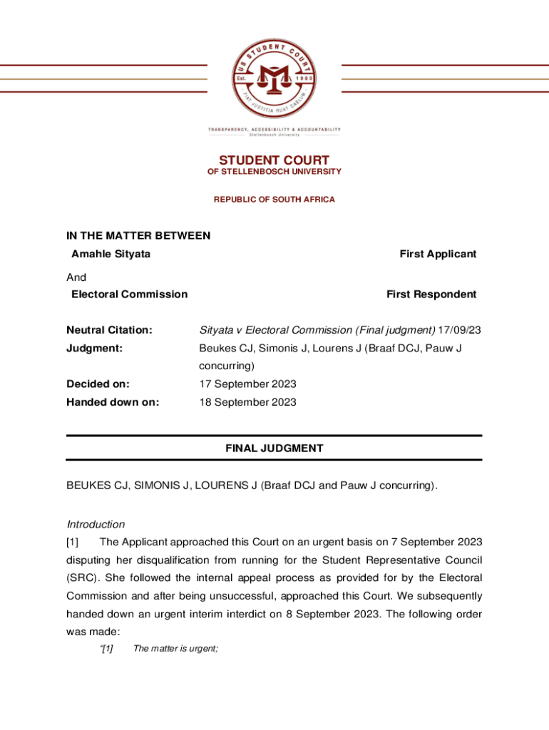 Stellenbosch intelligence overview