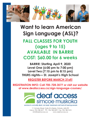 Fillable Online American Sign Language program offered at Bradford's ...