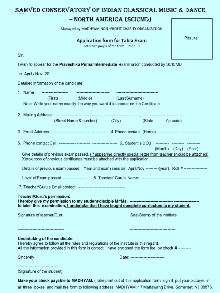 Fillable Online Affiliations Tabla Niketan Fax Email Print pdfFiller