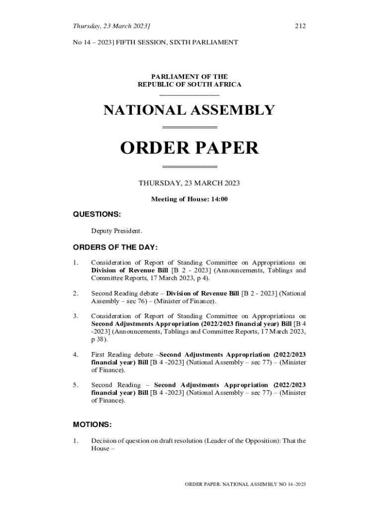 Fillable Online Division of Revenue Bill B 2 2023 (Announcements