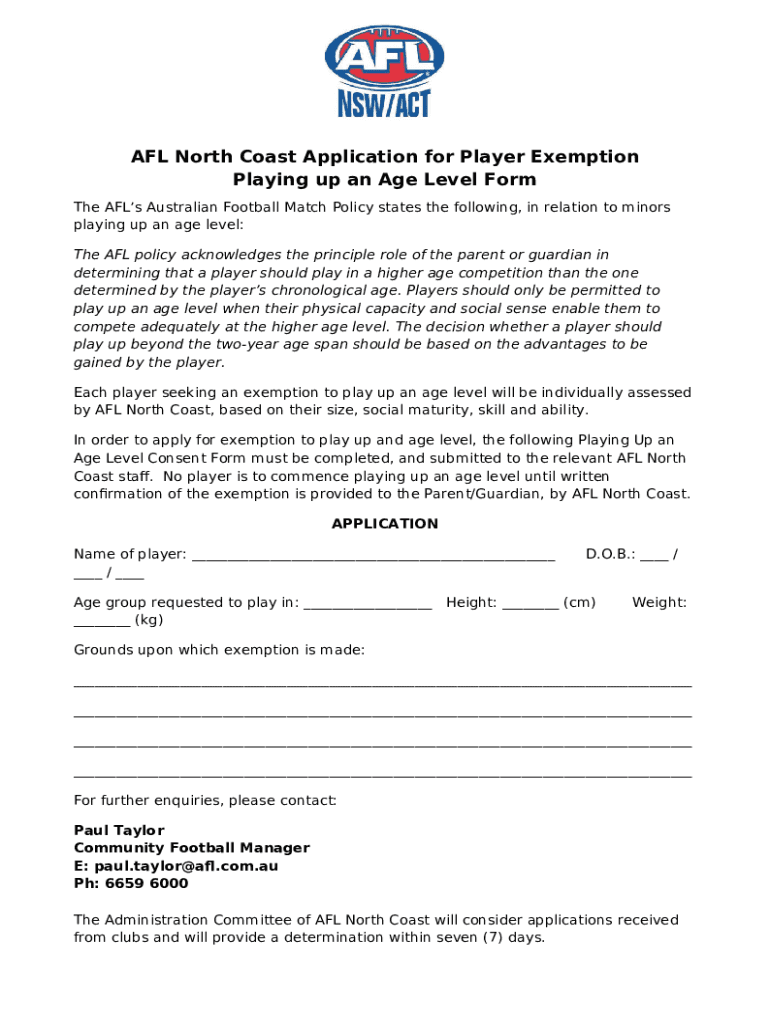 AFL QUEENSLAND STATE JUNIOR FOOTBALL RULES Doc Template pdfFiller