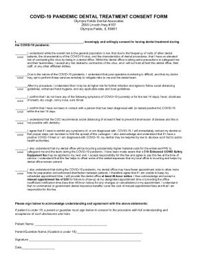 COVID-19 Dental Treatment Consent Form