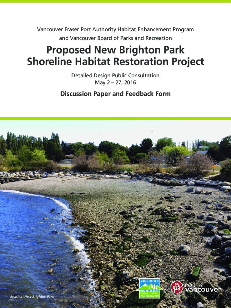 Fillable Online New Brighton Park Shoreline Habitat Restoration Project