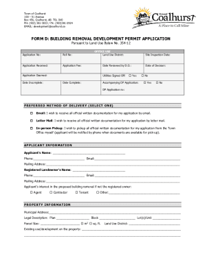 Form DBuilding Removal Development Permit Application Form