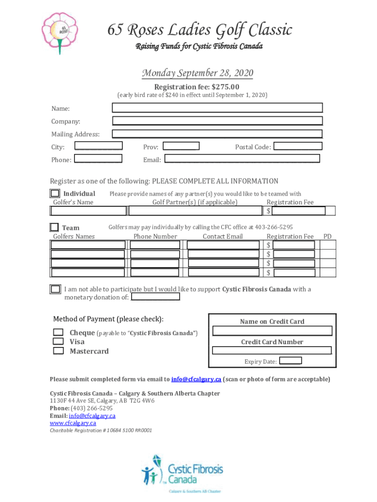 Fillable Online Calgary's 65 Roses Ladies Golf Classic is Winding up ...