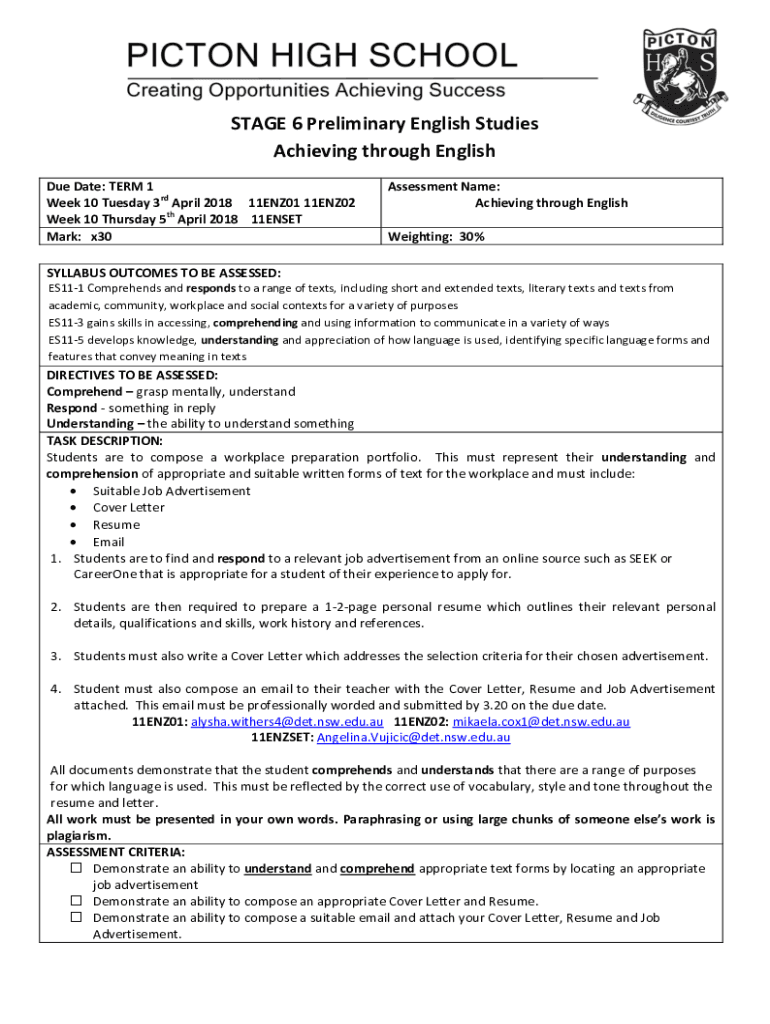 Fillable online sample scope and sequence year 11 english studies a
