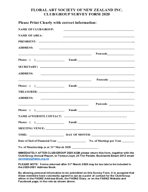 Fillable Online New South Wales Floral Art Society (NSWFAS) Fax Email