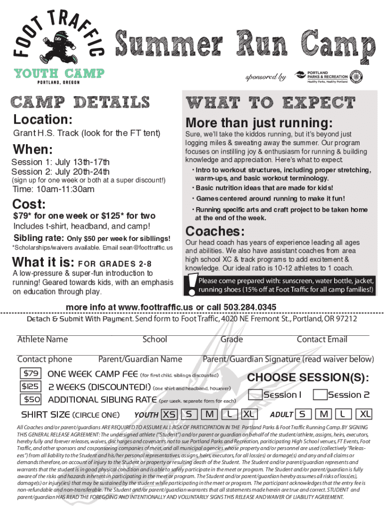 Fillable Online Track or Cross Country Camp Fax Email Print - pdfFiller