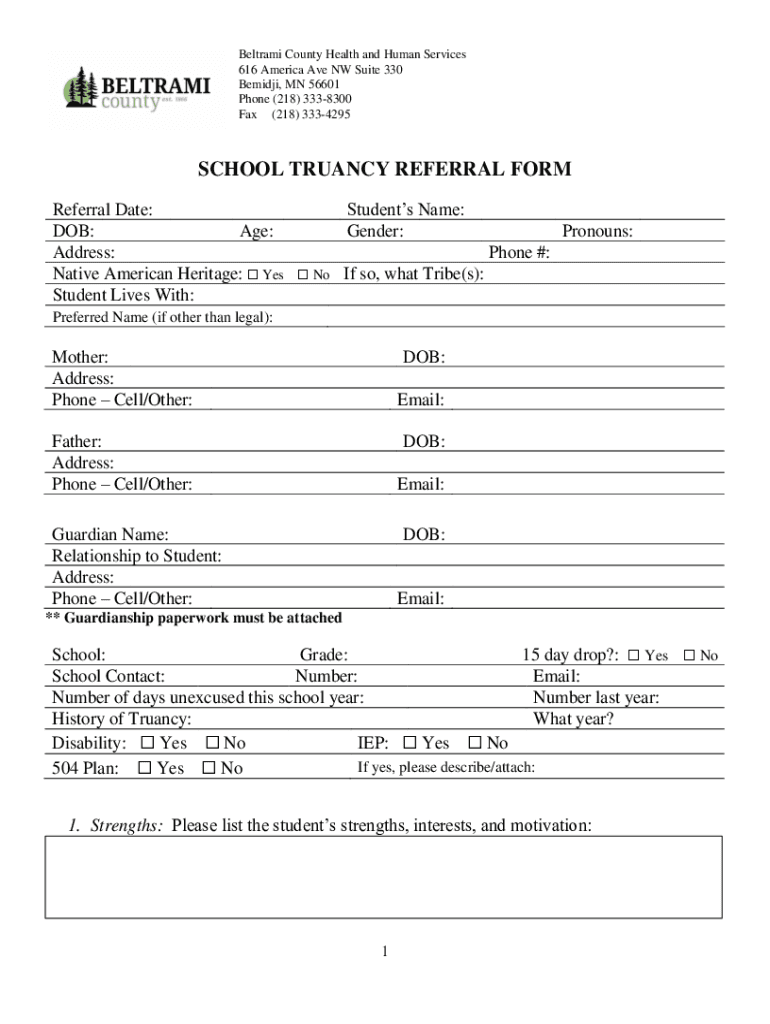 Fillable Online Health & Human ServicesBeltrami County Fax Email Print