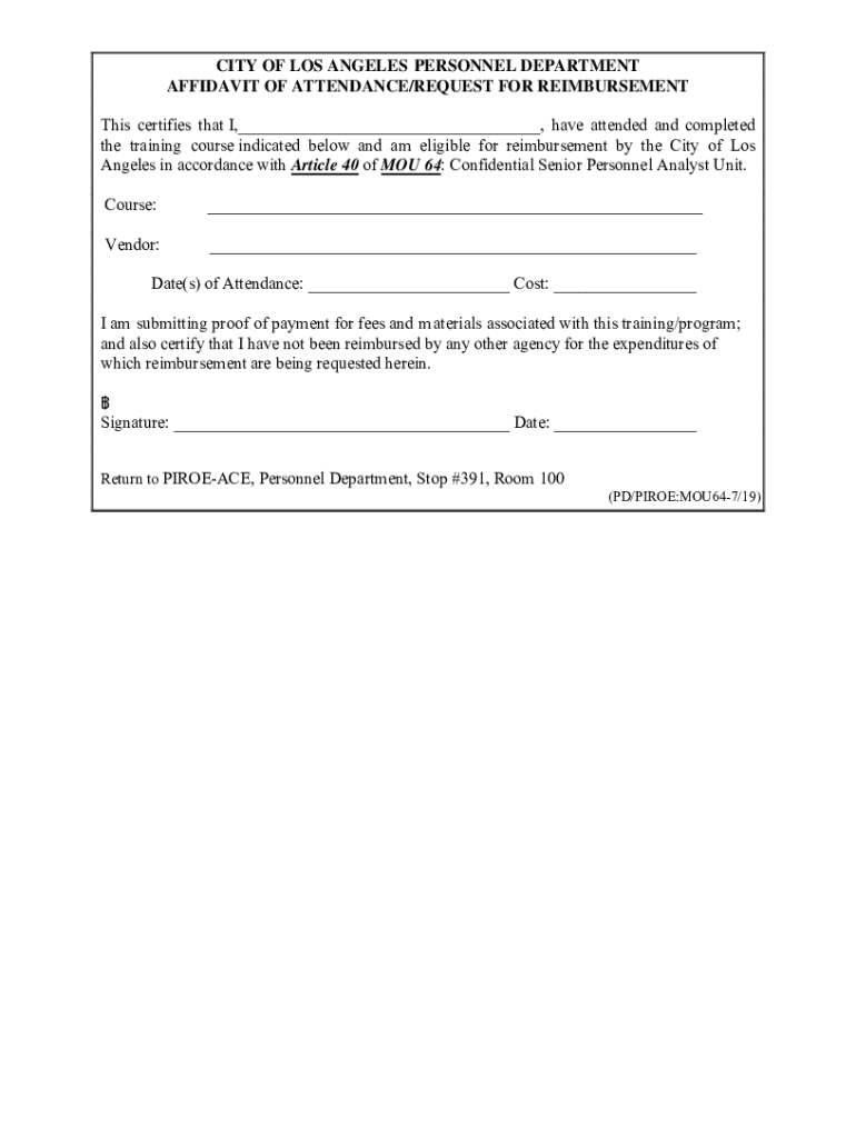 Fillable online city of los angeles personnel department affidavit