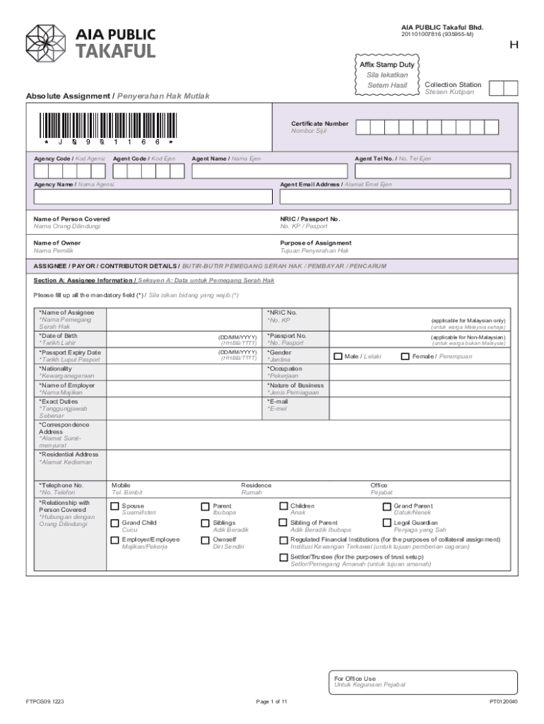 Fillable Online FormRelease of Absolute Assignment Fax Email Print ...