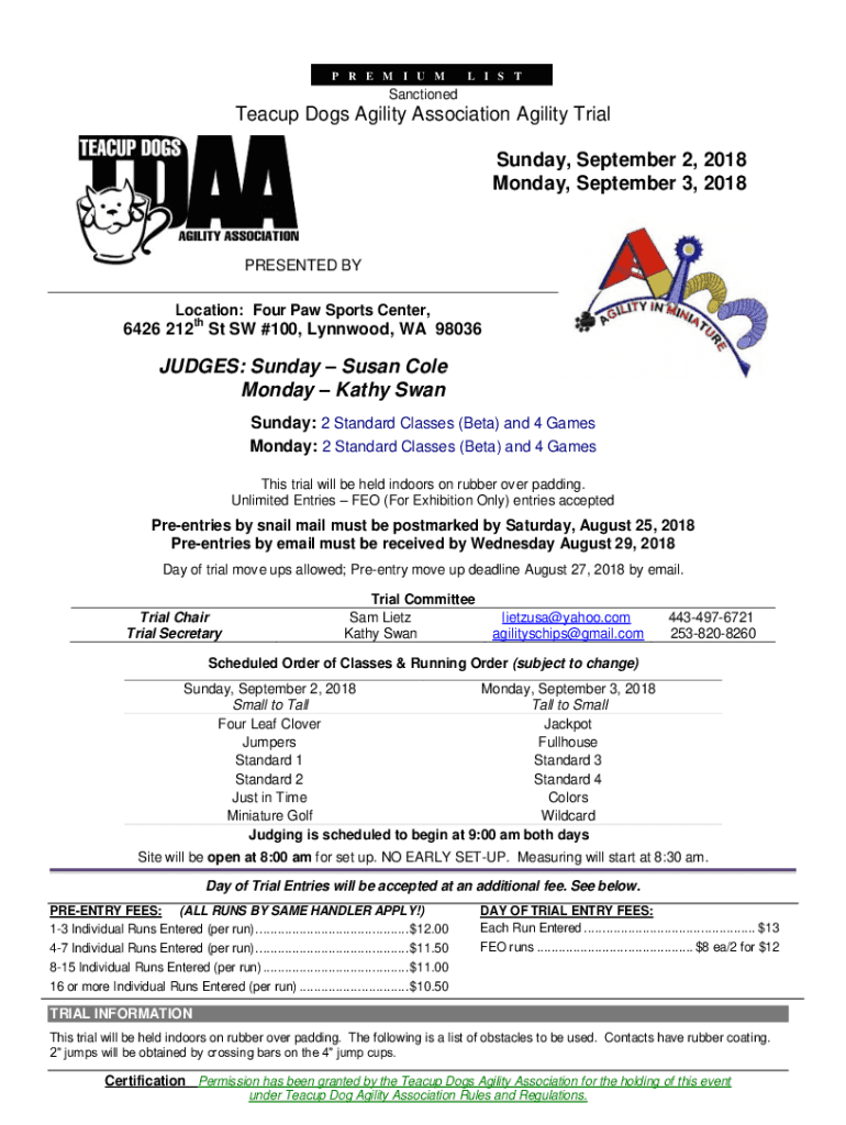 Fillable Online Arrowhead Small Dog Agility Teacup Dogs Agility