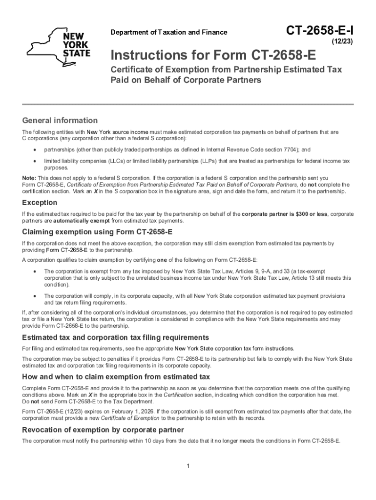 Fillable Online Instructions for Form CT-2658-E, Certificate of ...