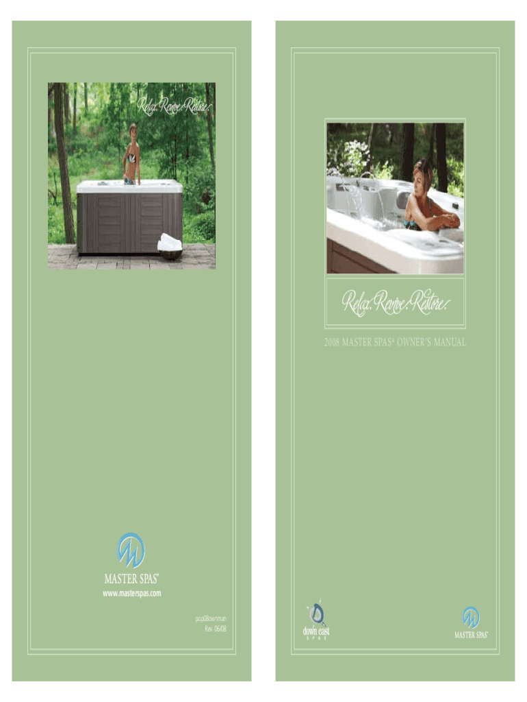 Fillable Online MASTER SPAS OWNERS MANUAL 2008. MASTER SPAS OWNERS