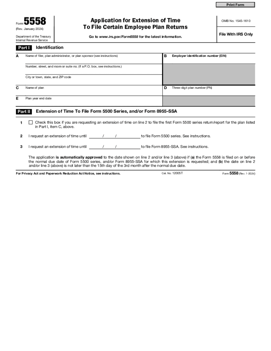 Form 5558 Extension Due Date 2024