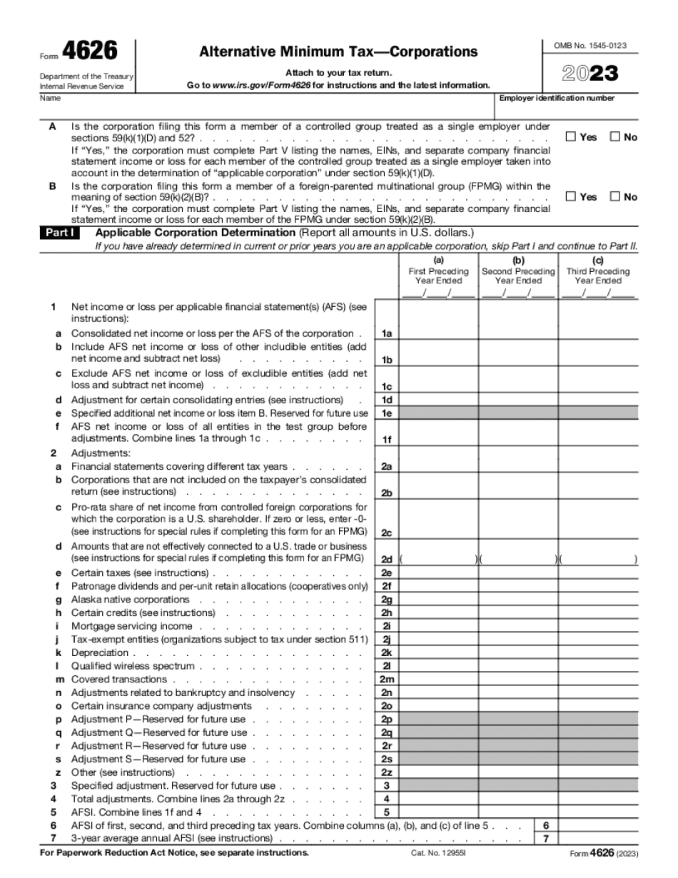 Irs Form 4626 required