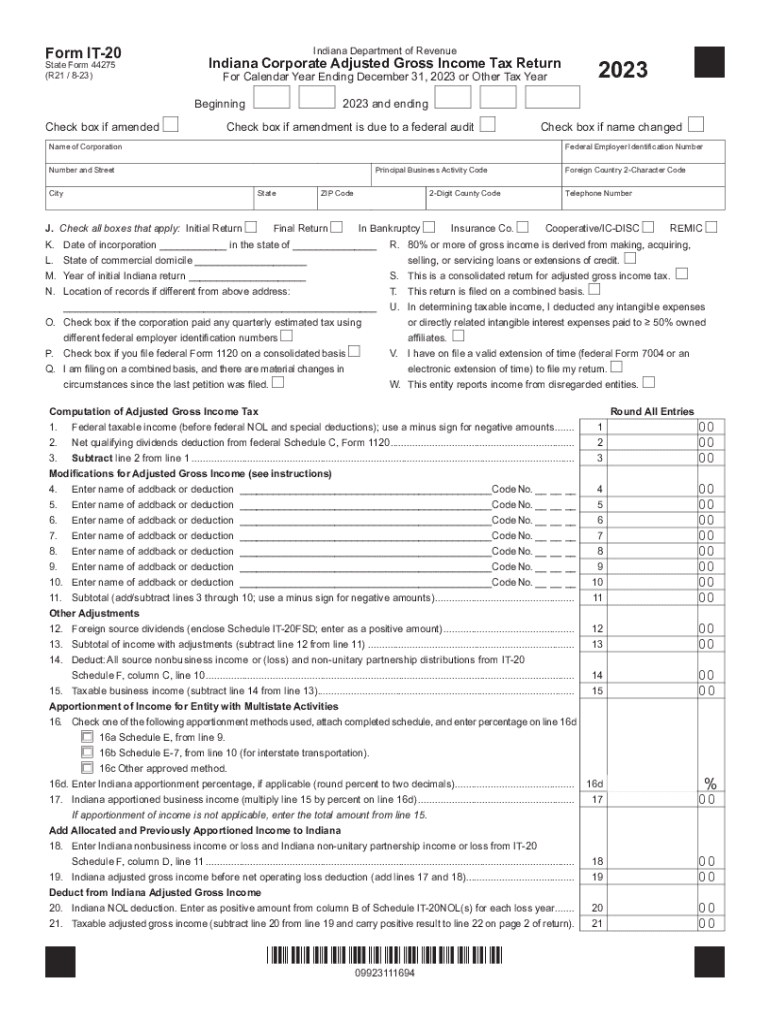 indiana form it 20 Preview on Page 1