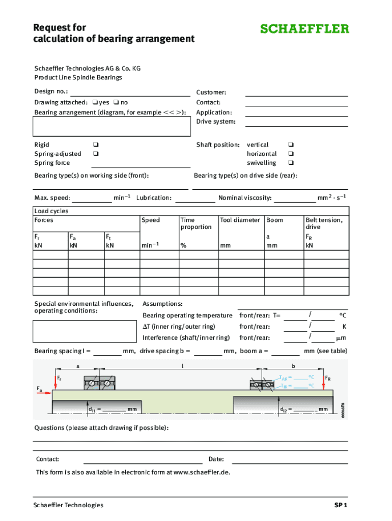 Fillable Online Request for calculation of bearing arrangement. Super