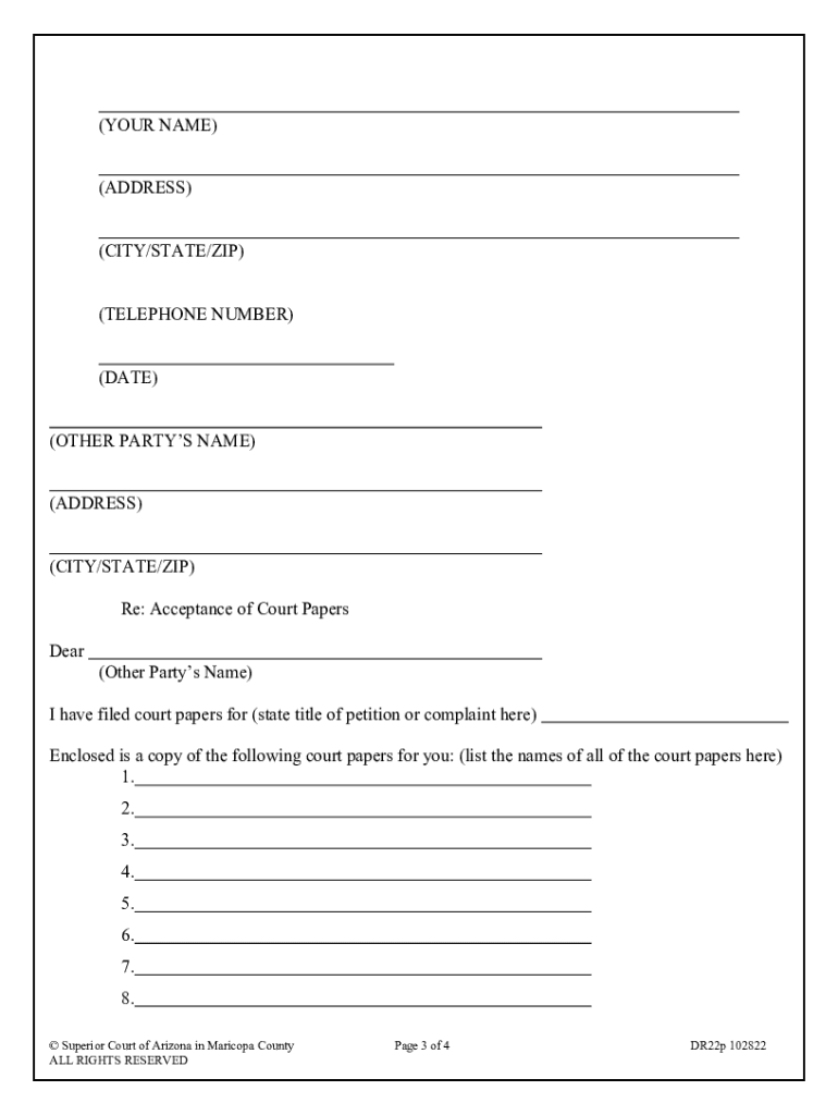 Fillable Online Superiorcourt Maricopa How To Serve Court Papers By