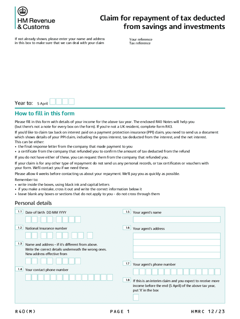 r40 claim form Preview on Page 1