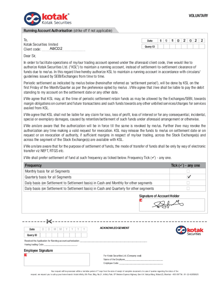 Fillable Online What is Running Account settlement or Quarterly