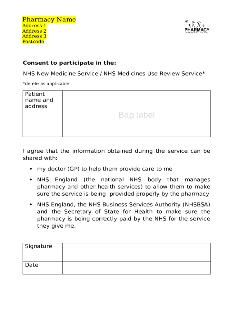 Protocol for the New Medicine Service Study Doc Template | pdfFiller