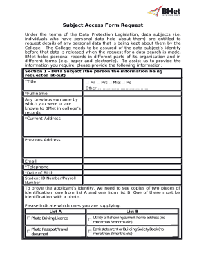 Subject Access Request Doc Template | pdfFiller