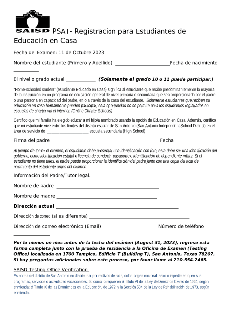 PSAT/NMSQT Test Dates and Fee SAT Suite of Assessments Doc Template