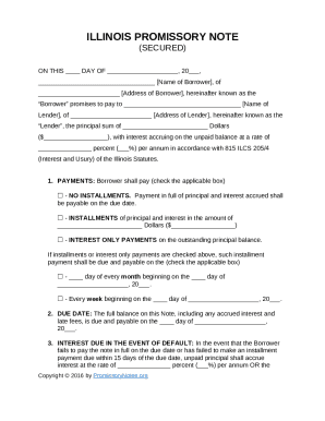 Illinois Standard Promissory Note Template - eForms