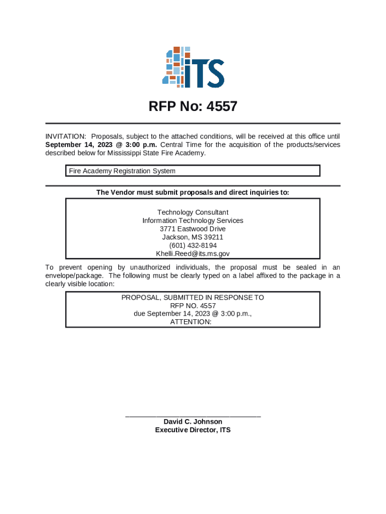 ITS Suite - RFP - #4557 - rfps its ms Doc Template | pdfFiller