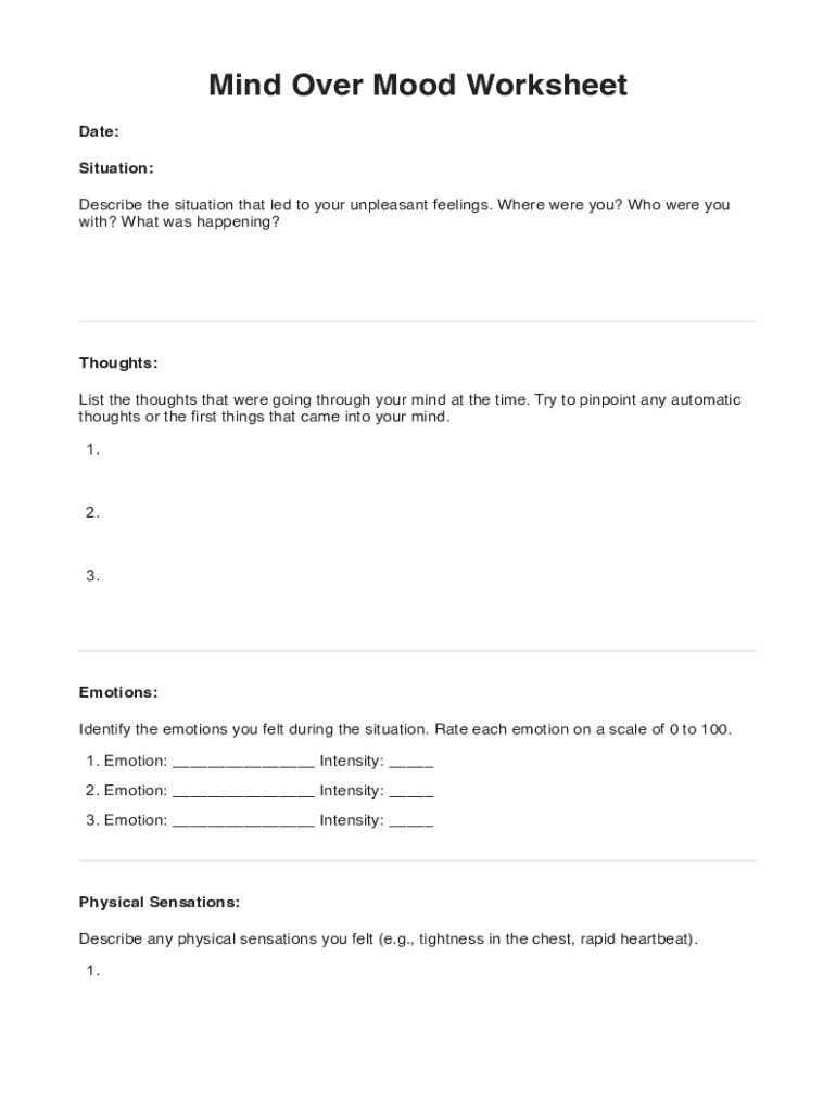 Fillable Online Mind Over Mood Worksheets PDF Carve Your Path To Fillable Online Mind Over Mood Worksheets PDF Carve Your Path To