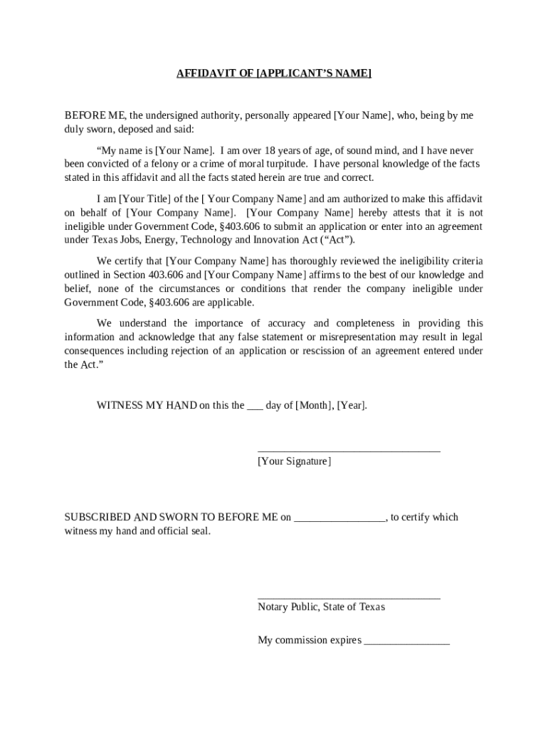 Affidavit Template Word Doc Template - Large 