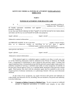 Fillable Online Free Kentucky Power of Attorney Template Fax Email