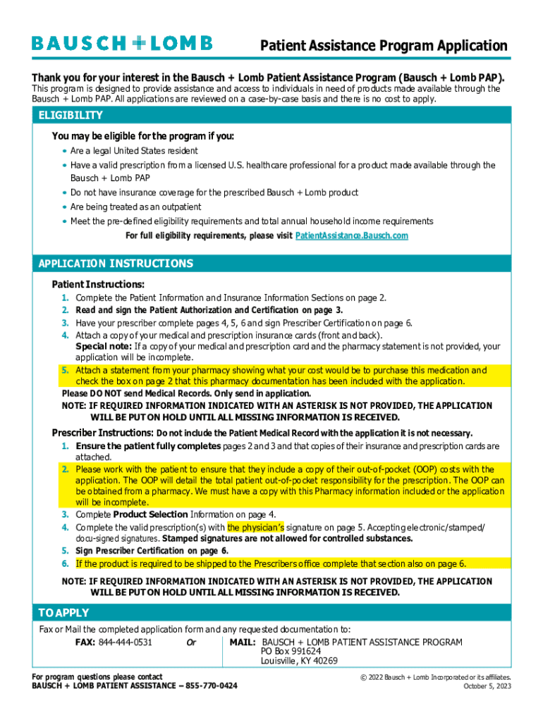Fillable Online Bausch Health Pap Fill and Sign Printable Template