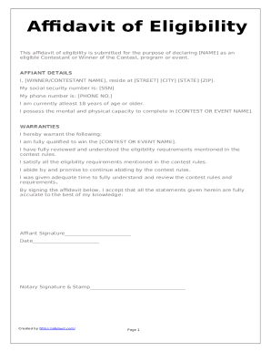 affidavit of eligibility