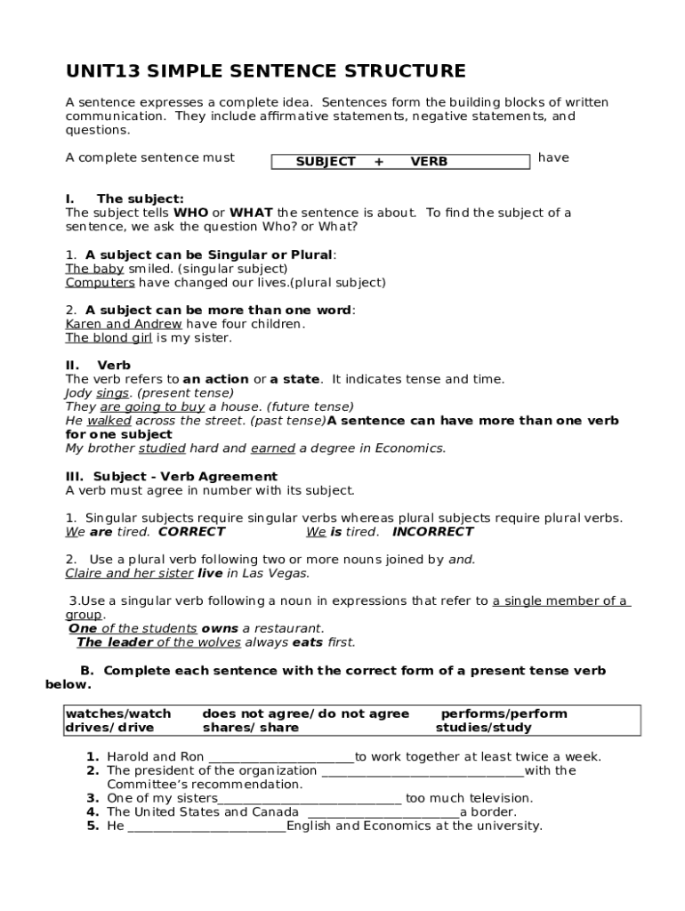 Sentence Types and Functions pdf Doc Template pdfFiller