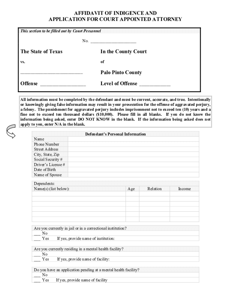 Fillable Online application and order for court appointed attorney Fax
