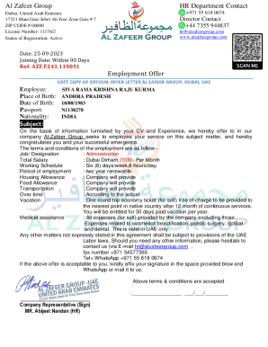Employment Offer Subject: Al Zafeer Group HR Department ...