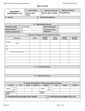 Sample Assignment List, ICS 204 Doc Template | pdfFiller