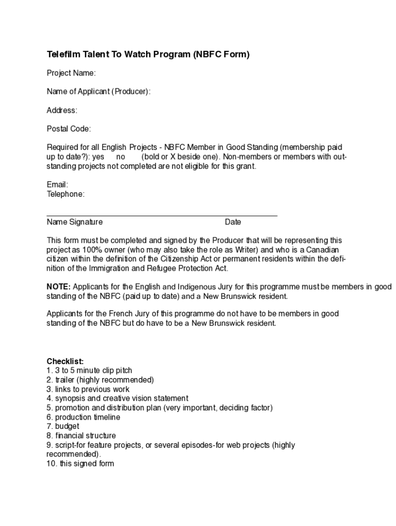 fillable-online-talent-to-watch-nb-film-co-op-application-form-pages