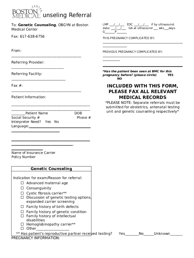 OB/GYN Genetic Counseling Doc Template | pdfFiller
