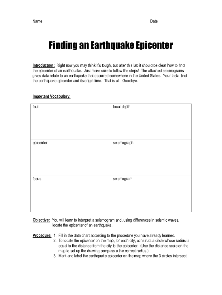 Fillable Online How to Find the Epicenter of an Earthquake Fax Email ...
