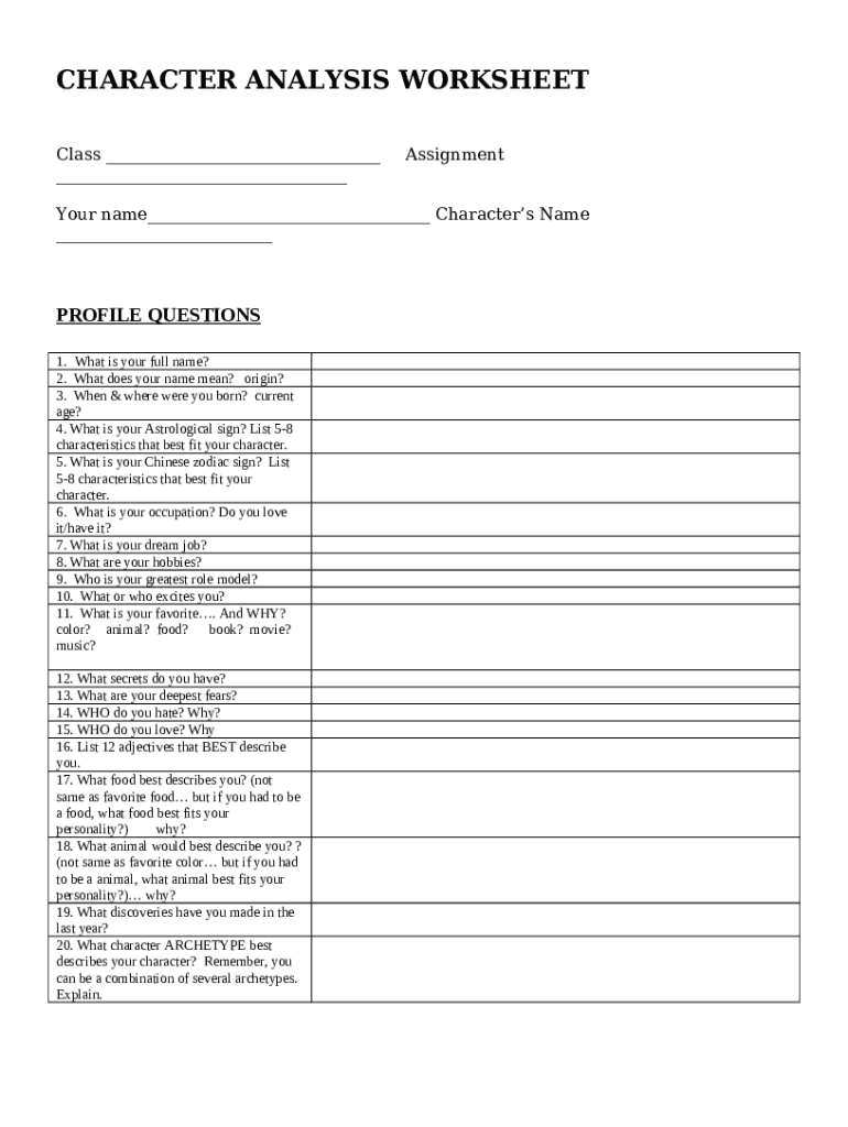 BASIC CHARACTERIZATION WORKSHEET Doc Template | pdfFiller