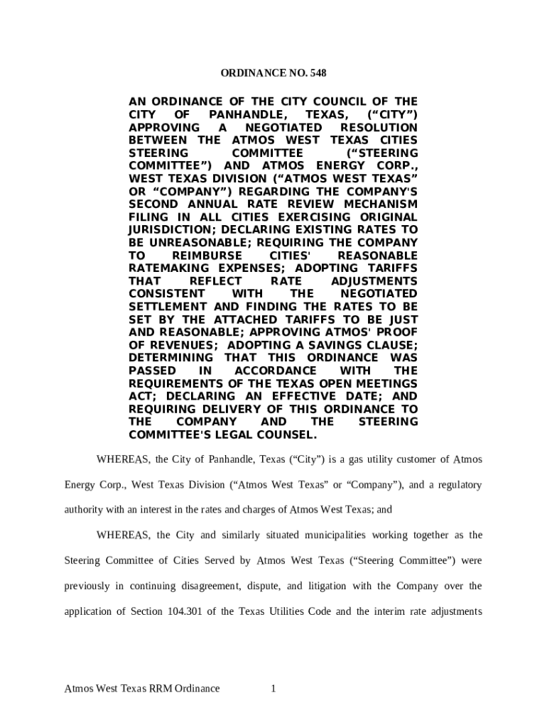 ORD548.doc CITY OF PANHANDLE, TEXAS Doc Template pdfFiller