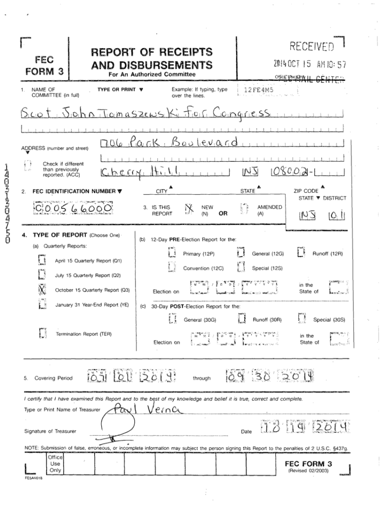 Fillable Online n3i,i3'La.am - Federal Election Commission Fax Email ...