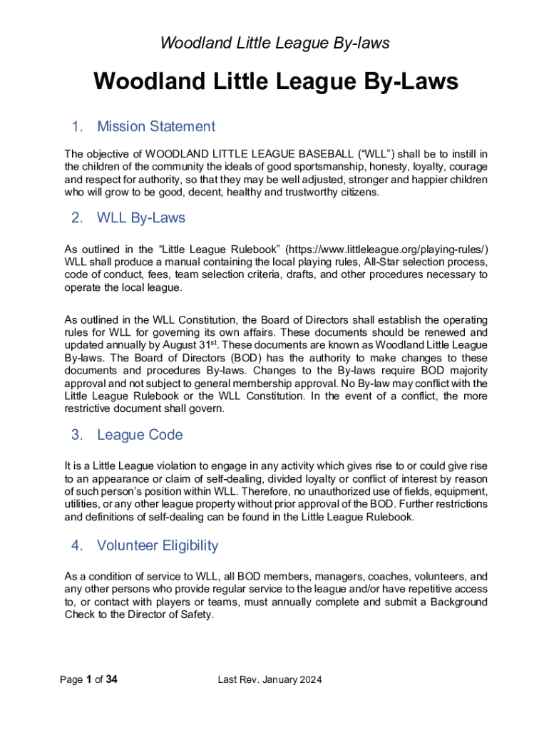 Fillable Online Woodland Little League Single A Division Rules