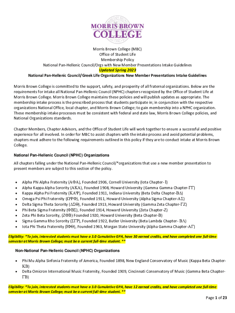 Fillable Online National Pan-Hellenic Council (NPHC) Organizations Fax ...