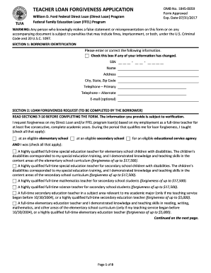 Teacher Loan Forgiveness Application