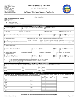 Ohio Individual Title Agent License Application