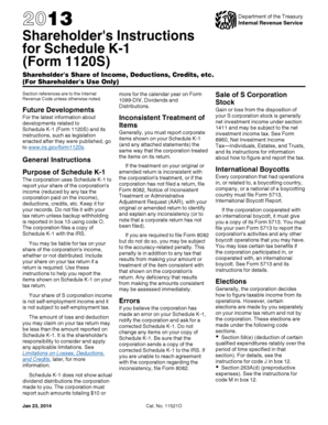 Shareholder's Instructions for Schedule K-1 (Form 1120S)